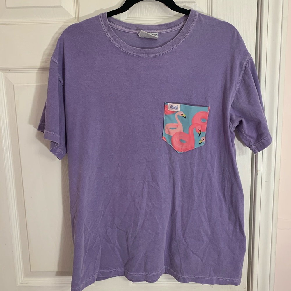 Purple T-Shirt with Flamingo Picket